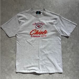 90s Vintage Kansas City Chiefs Logo Athletic Heather Gray Embroidered T Shirt L